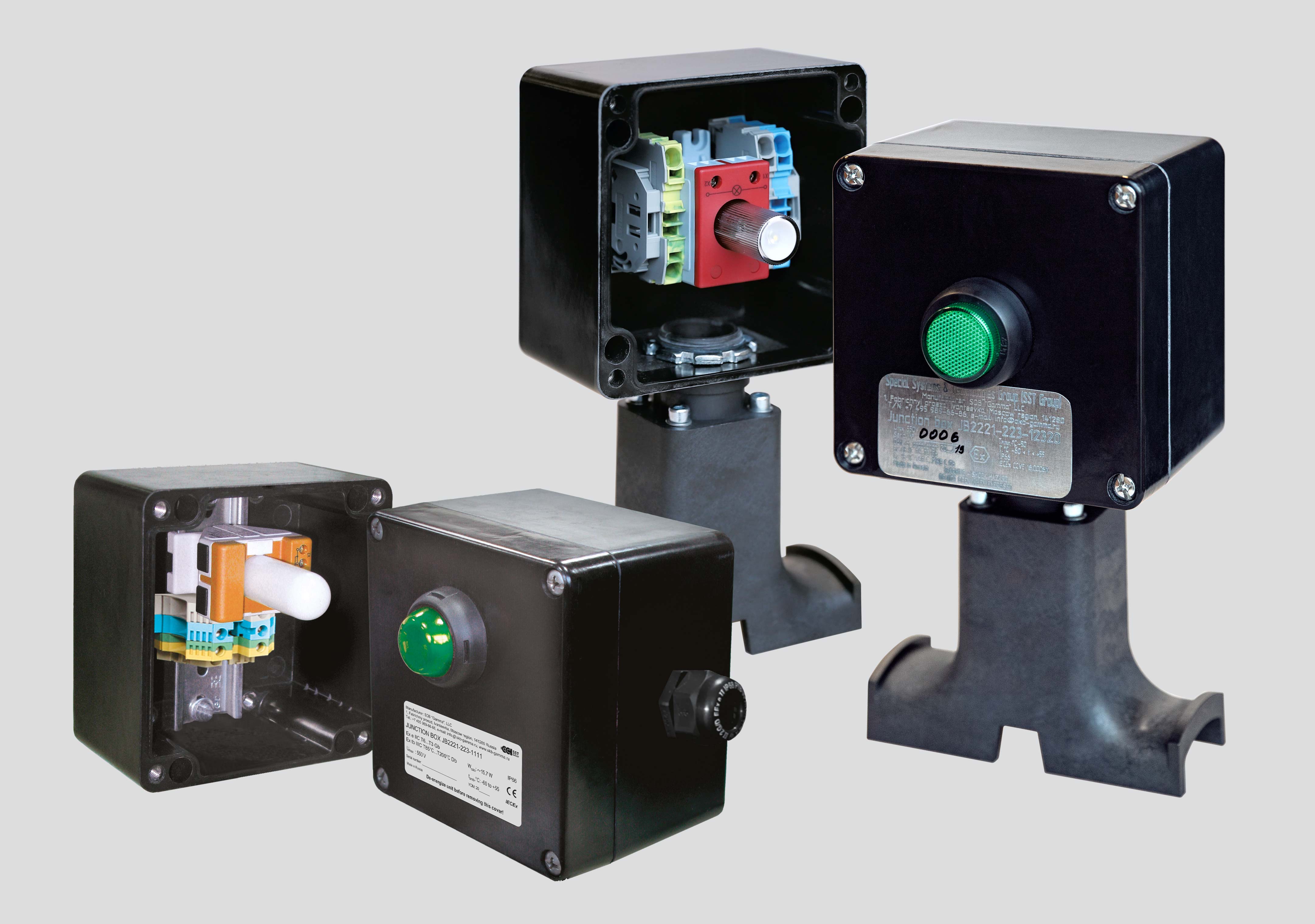 Junction Boxes for Light Indication and Connection of Heating Cables to Power Supply Junction Boxes for Light Indication and Connection of Heating Cables to Power Supply